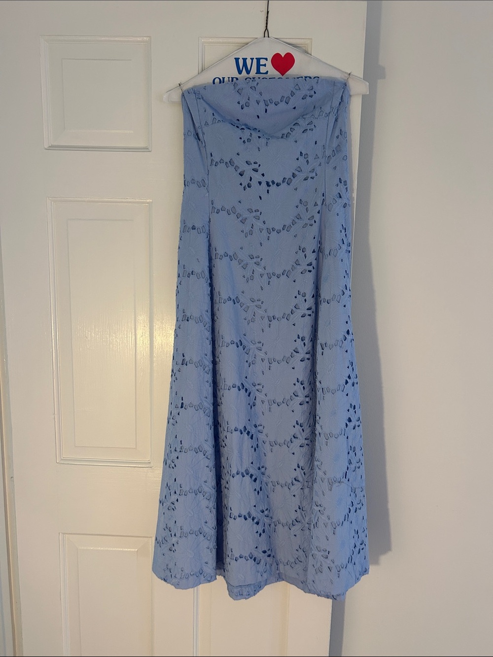 Mango Light Blue Eyelet Midi Dress